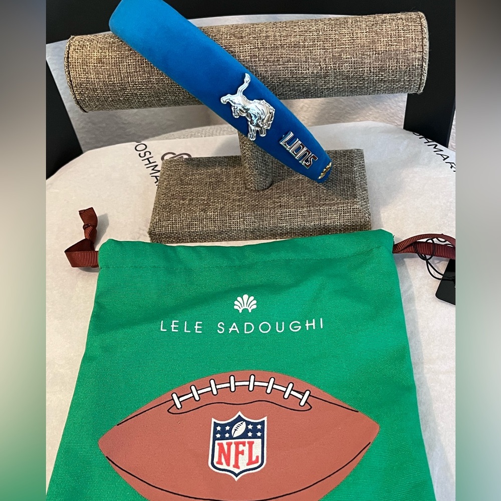 DETROIT LIONS LELE SADOUGHI X NFL NWT AUTHENTIC CHARLOTTE BLUE VELVET HEADBAND